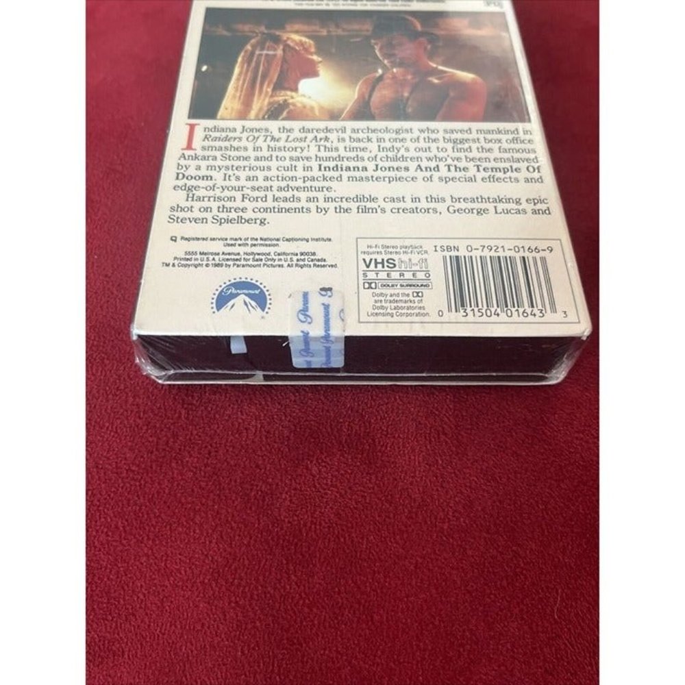 RARE UPC VARIANT 1989 INDIANA JONES & THE TEMPLE OF DOOM VHS TAPE FACTORY SEALED - Picture 3 of 7
